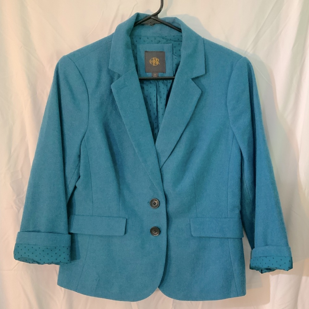 CBR wool collared blazer, teal, size M